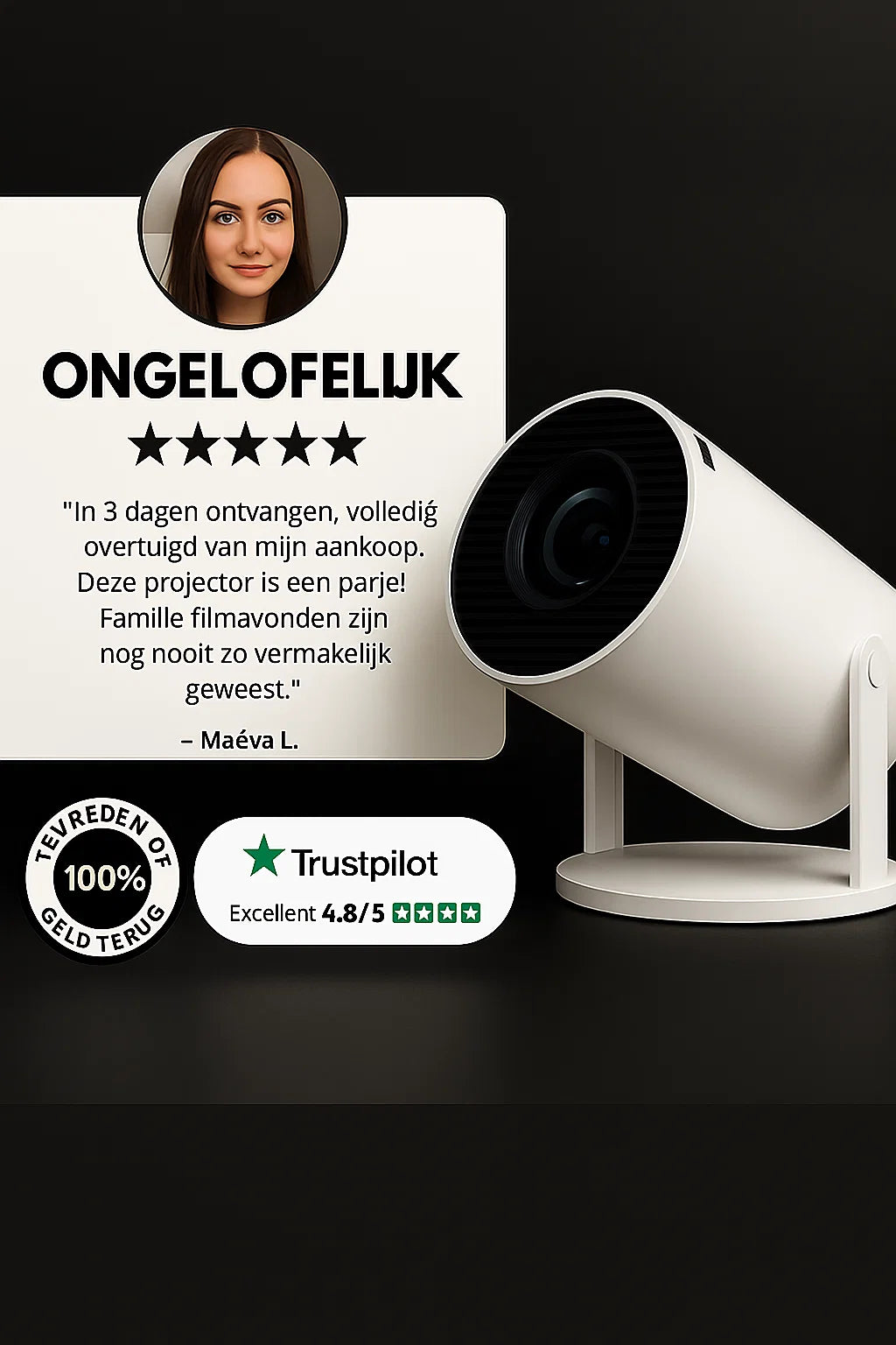Mini Projector 4K - 180° Rotatable