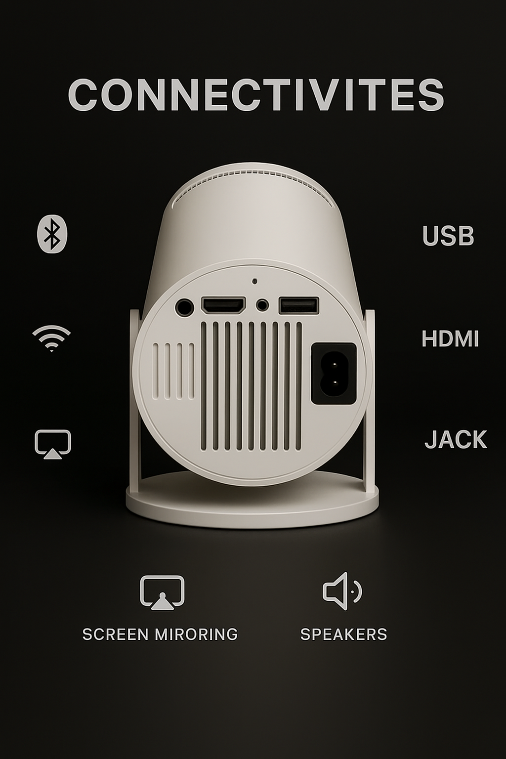 Mini Projector 4K - 180° Rotatable